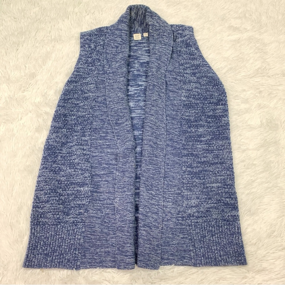 GAP Women's Marled Blue open front Cardigan Vest mid length